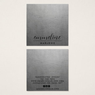 Silver Modern Minimum Earring Jewelry Visning Card Fyrkantigt Visitkort