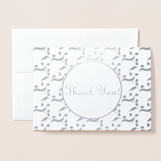 Silver Modern Olife Bröllop Tack Folierat Kort (Framsida med kuvert)