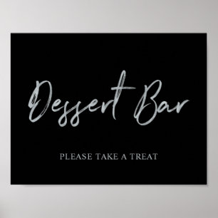 Silver Modern penselsbrev Dessert Pub-tecken Poster