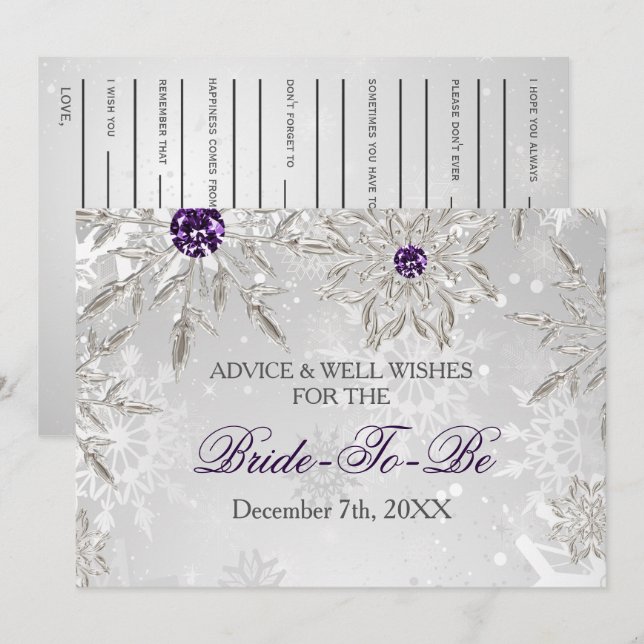 silver möhippa Adress och brunn Önskemål Card Inbjudningar (Fram/baksida)