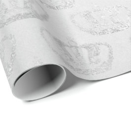 Silver Monochromatic Krona Princess Grått Glam Vip Presentpapper