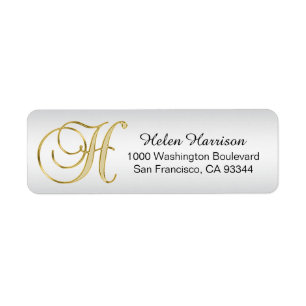 Silver Monogram Brev - H-kuvert - återkomst från G Returadress Etikett