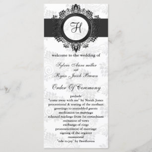 silver monogram Bröllopsprogram Program