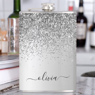 Silver Monogram Glitter Gnistra Girly-skript Fickplunta