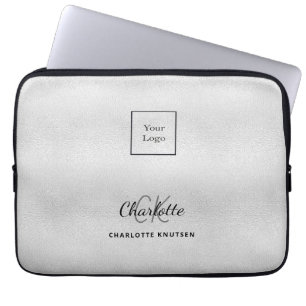 Silver monogram initails namn business logotyp laptop fodral