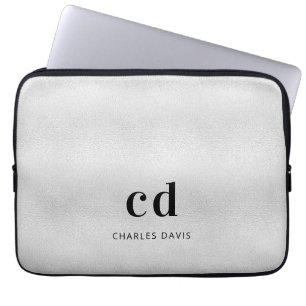 Silver monogram initails namn minimalist metall laptop fodral