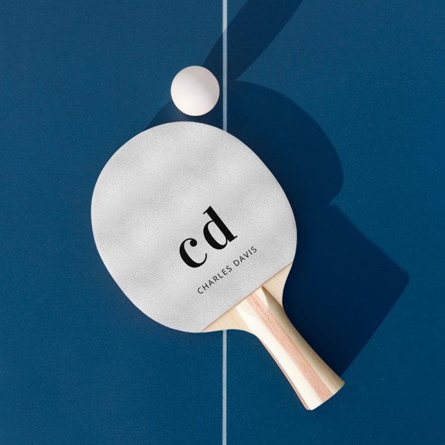 Silver monogram initails namn minimalist pingisracket (Skapare uppladdad)