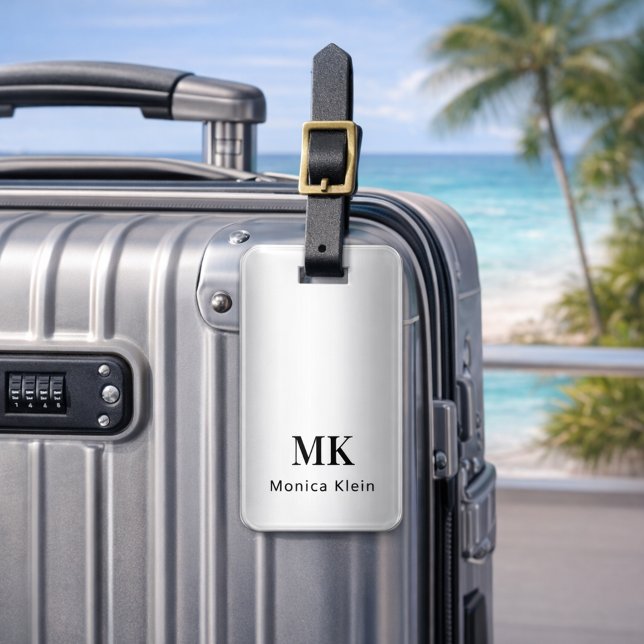 Silver monogram initialer elegant bagagebricka (Skapare uppladdad)