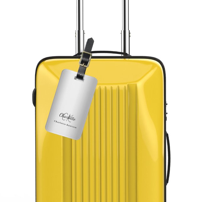 Silver monogram initialer elegant bagagebricka (Skapare uppladdad)