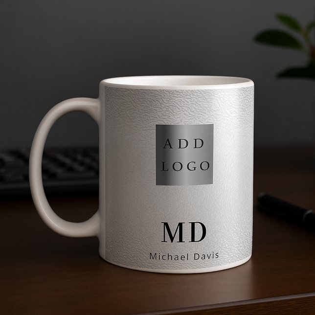 Silver monogram namn logotyp kaffemugg (Skapare uppladdad)