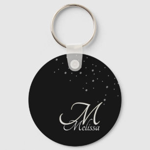Silver Monogram och Namn Glitter Nyckelringen Nyckelring