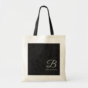 Silver Monogram på svarta Damasken Tygkasse