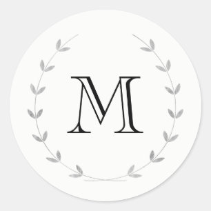 Silver Monogram Sticker Runt Klistermärke
