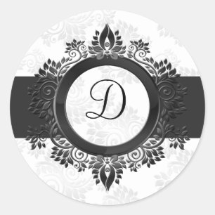 silver monogramkuvertförsegling runt klistermärke