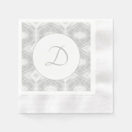 Silver Monogrammed Faux-Satin Pappersservett