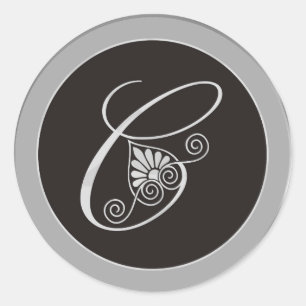 Silver monogramstift:ursprunglig C Runt Klistermärke