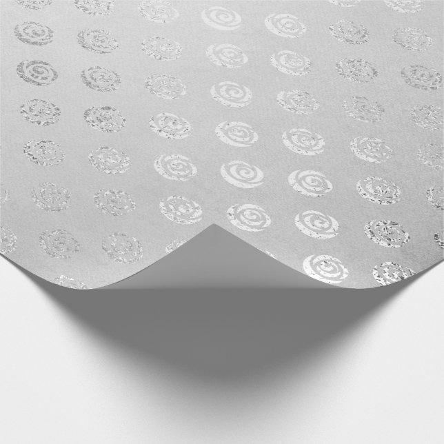 Silver Monokromatisk, delikat Grått Blommigt Ro Presentpapper (Hörn)