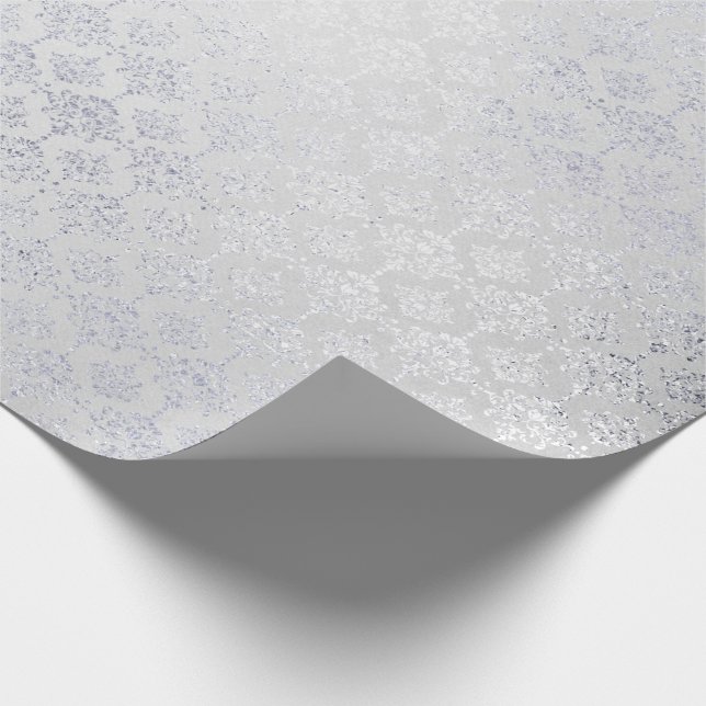 Silver Monokromatisk Fairy Grått Royal Damask Flor Presentpapper (Hörn)