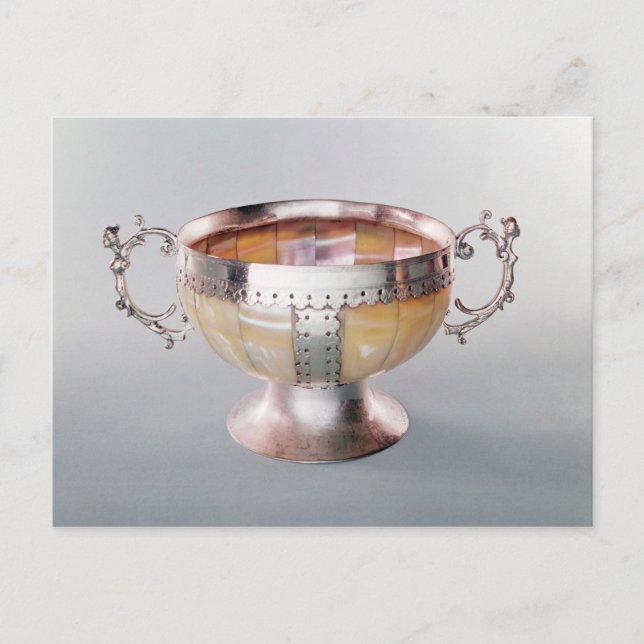 Silver monterad mor-av-pärlskål vykort (Framsida)