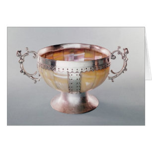 Silver monterad pärlemorwassailbunke hälsningskort