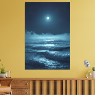 Silver Moonrise – Kinematic Ocean Under Stjärnorna Canvastryck