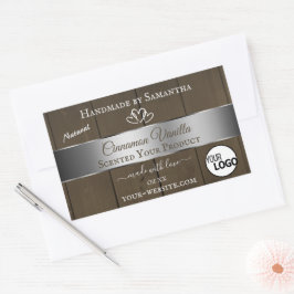 Silver Mörk Brown Wood Grain Product Labels Logoty Rektangulärt Klistermärke