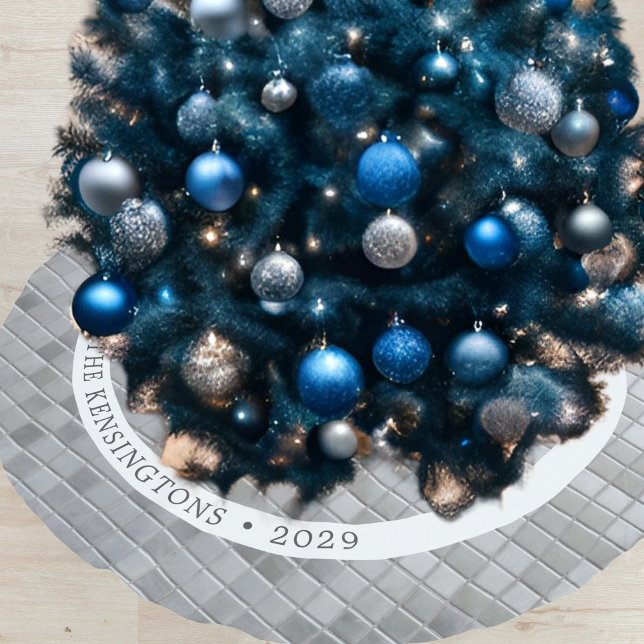 Silver Mosaic Festive Winter Family Decor Julgransmatta Borstad Polyester (Custom Disco-Themed Christmas Tree Skirt)