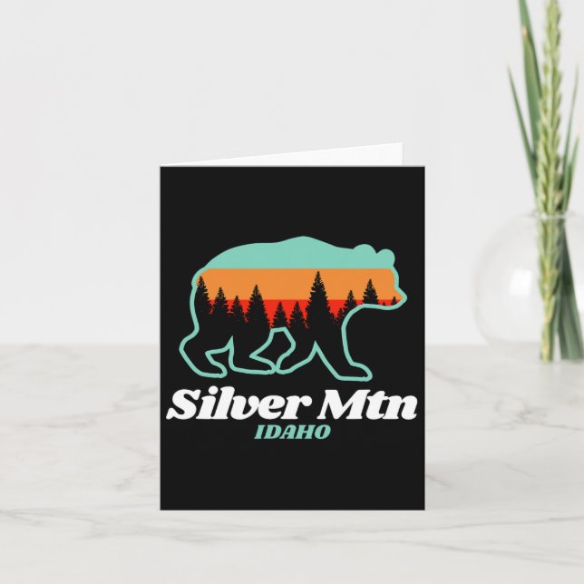 Silver Mountain Idaho Skiing Snowboarding Bear Kort (Framsida)