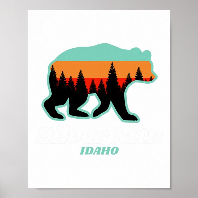 Silver Mountain Idaho Skiing Snowboarding Bear Poster (Framsidan)