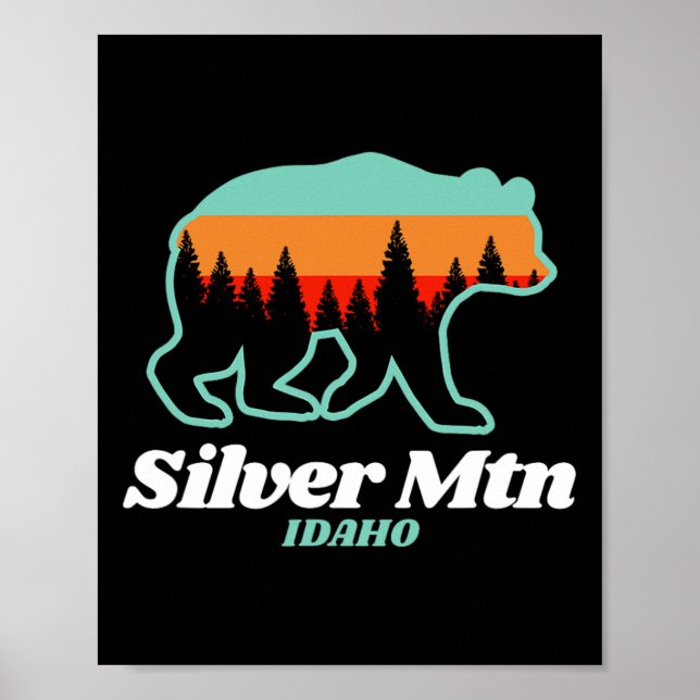 Silver Mountain Idaho Skiing Snowboarding Bear Poster (Framsidan)