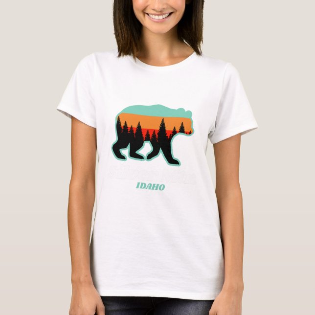 Silver Mountain Idaho Skiing Snowboarding Bear T Shirt (Framsida)