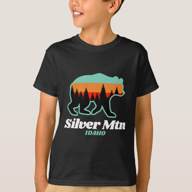 Silver Mountain Idaho Skiing Snowboarding Bear T Shirt (Framsida)