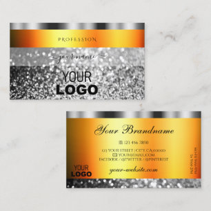 Silver mousserande Glitter med Logotyp i Flashy Or Visitkort