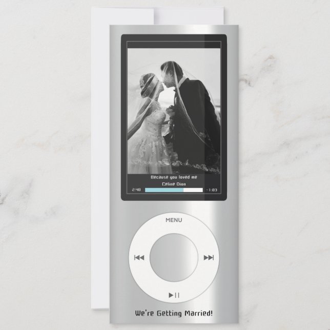 Silver MP3 Musikspelare Bröllop Inbjudningar (Framsida)