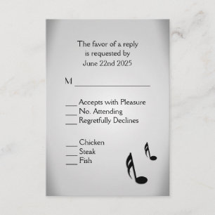 Silver Music Bröllop Menu Choice OSA Kort