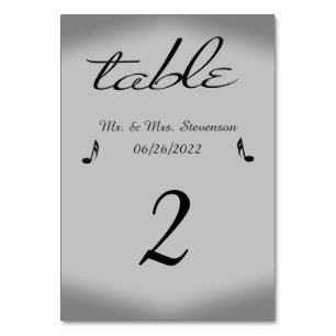 Silver Music Theme Namn och Date Bordsnummer