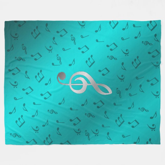 silver musik noter fleecefilt (Framsidan (Horisontell))