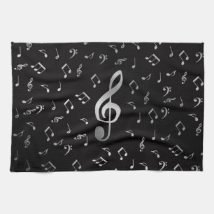 silver musik noter kökshandduk