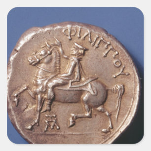 Silver myntar av Philip II av Macedon Fyrkantigt Klistermärke