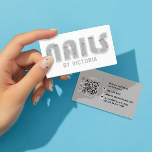 Silver Naglar Glitter Drivrutinstypografi Nagel Te Visitkort