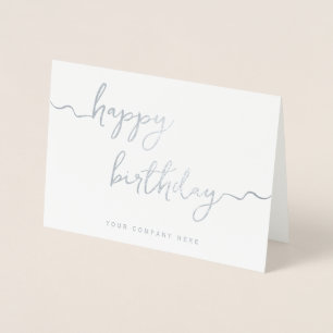 Silver Namnteckning skript, Business Birthday Folierat Kort