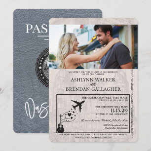 Silver Nashville Pass Bröllop Inbjudningar