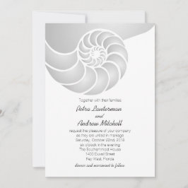 Silver Nautilus Snäcka Beach Wedding Inbjudningar