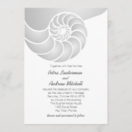 Silver Nautilus Snäcka Beach Wedding Inbjudningar