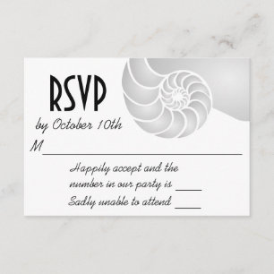 Silver Nautilus Snäcka Beach Wedding OSA Kort
