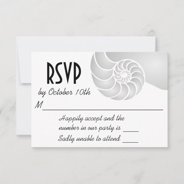 Silver Nautilus Snäcka Beach Wedding OSA Kort (Framsida)