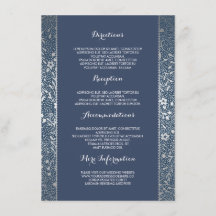 Silver Navy Blommig Bröllopsinformation -Informati