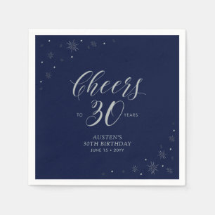 Silver & Navy Blue Fester 30-årsfest Pappersservett