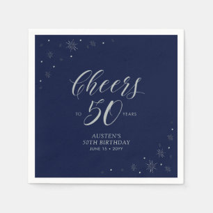 Silver & Navy Blue Fester 50-årsfest Pappersservett