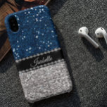 Silver Navy BLue Gnistra Glam Bling Personlig<br><div class="desc">Den här designen har skapats genom digital grafik. Det kan vara personlig i området att tillhandahålla eller anpassa genom att klicka för att anpassa ytterligare alternativ och ändra namn, initialer eller ord. Du kan också ändra texten färg och stil eller ta bort texten för en bilddesign. Kontakta mig på colorflowcreations@gmail.com...</div>